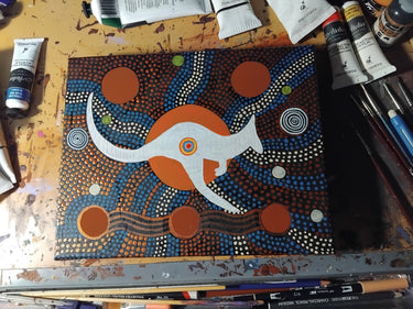Movement of the Red Kangaroo Contempoary Aboriginal Art Original Painting by Mirree